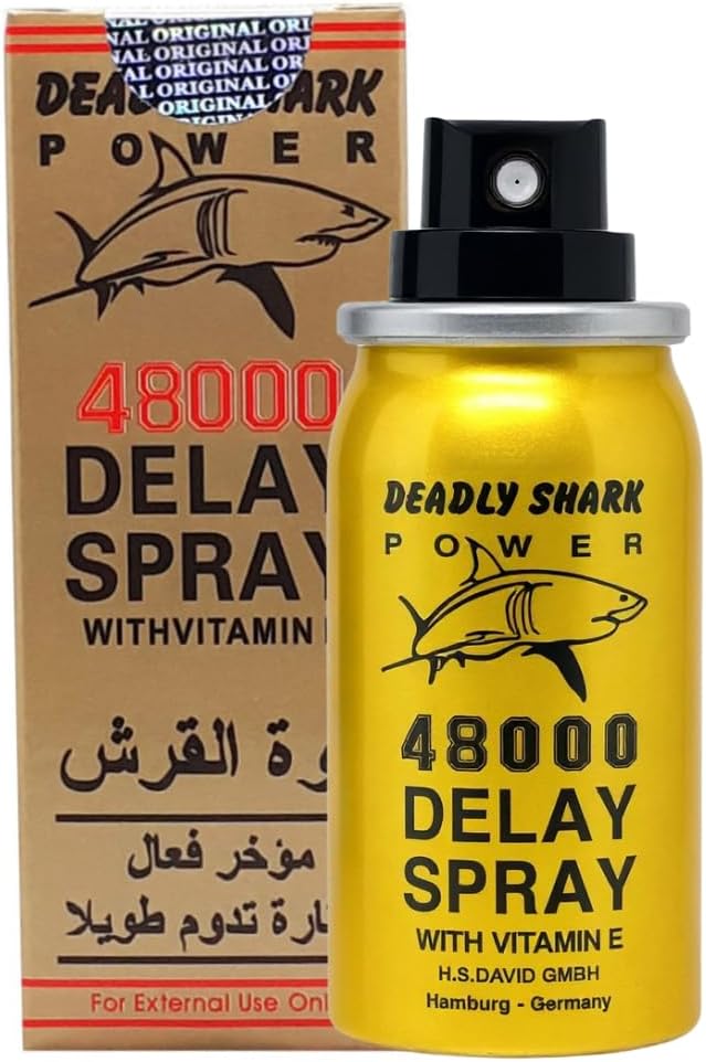 Deadly Shark Power 48000 Delay Spray with Vitamin E 40ml | Long-Lasting Performance for Men