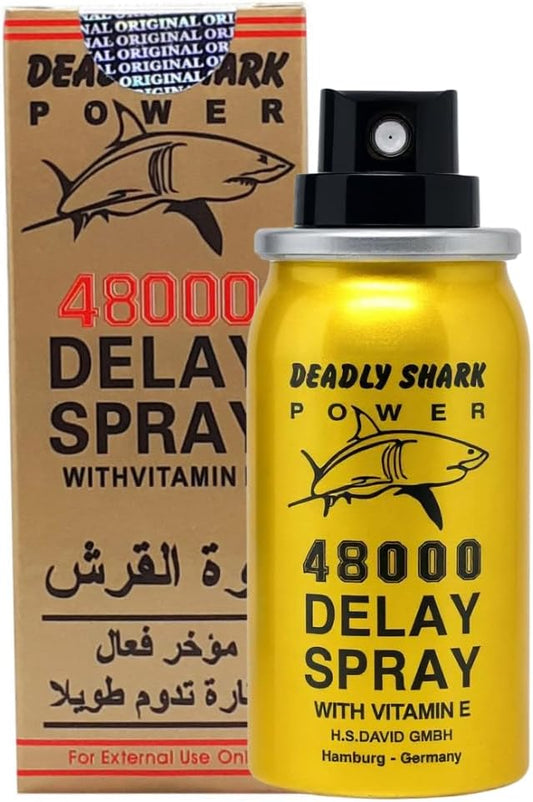 Deadly Shark Power 48000 Delay Spray with Vitamin E 40ml | Long-Lasting Performance for Men
